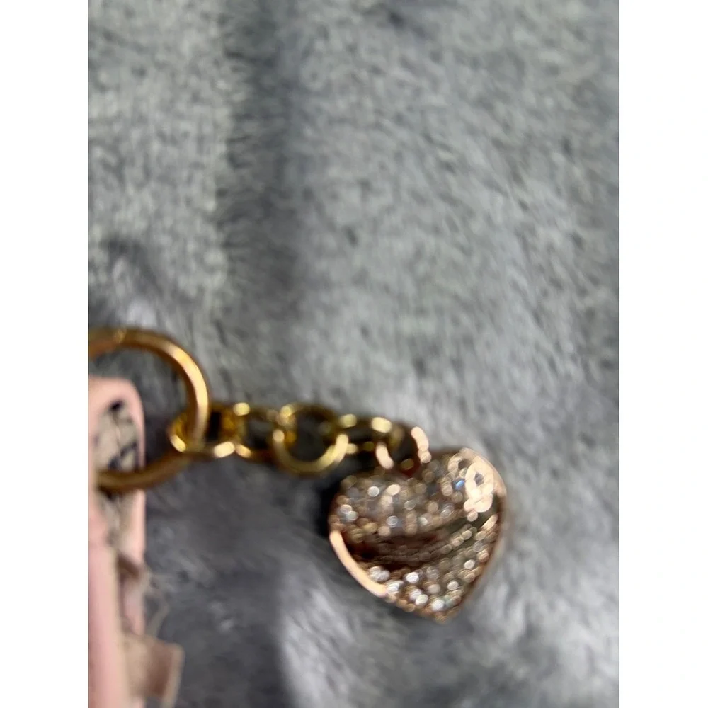 Juicy Couture ID Case Keychain Women's Wallet Small Pink Leather Heart Holder